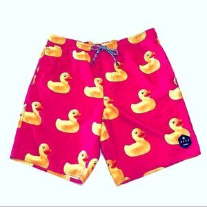 NEFF Ducky Mens Hot Tub Volley Shorts Board Short Rubber Duck Pink Size Small